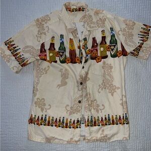 The Ultimate Hawaiian Beer Bottle Print Vacation Shirt Mens Size Large